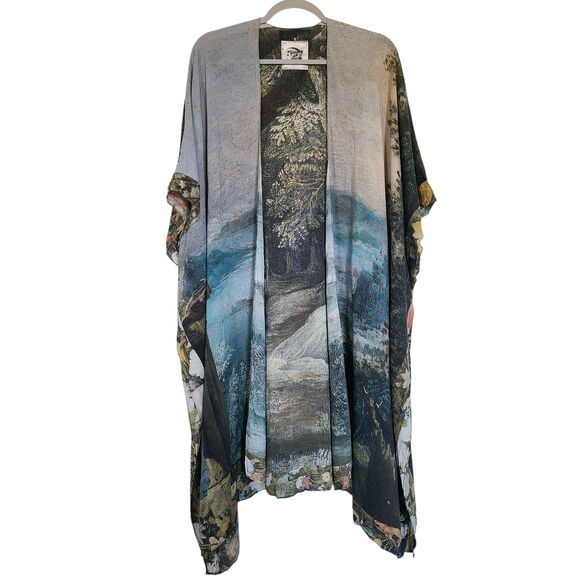 Market Of Stars CASTLES IN THE AIR RUANA STYLE BAMBOO CARDIGAN One Size - Picture 3 of 10